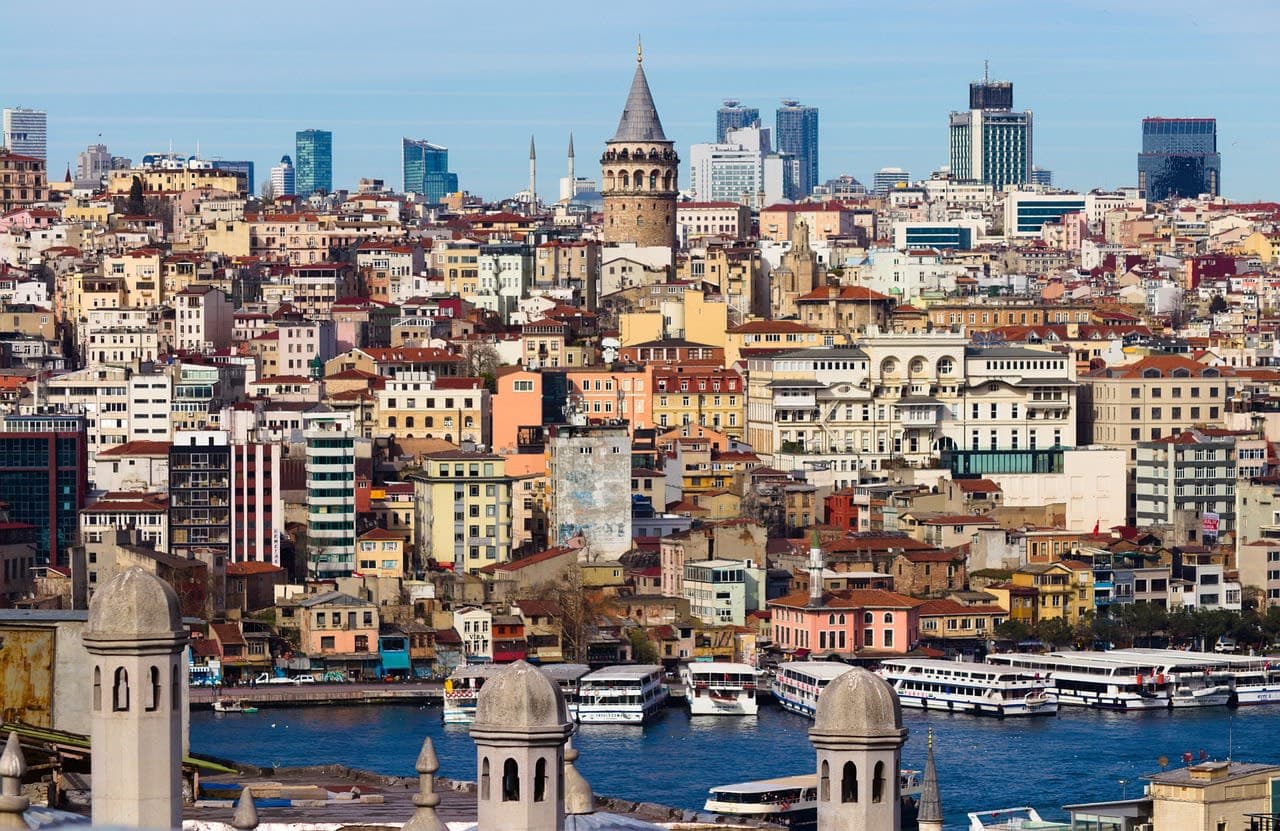Istanbul rooftops and apartment blocks around the Golden Horn